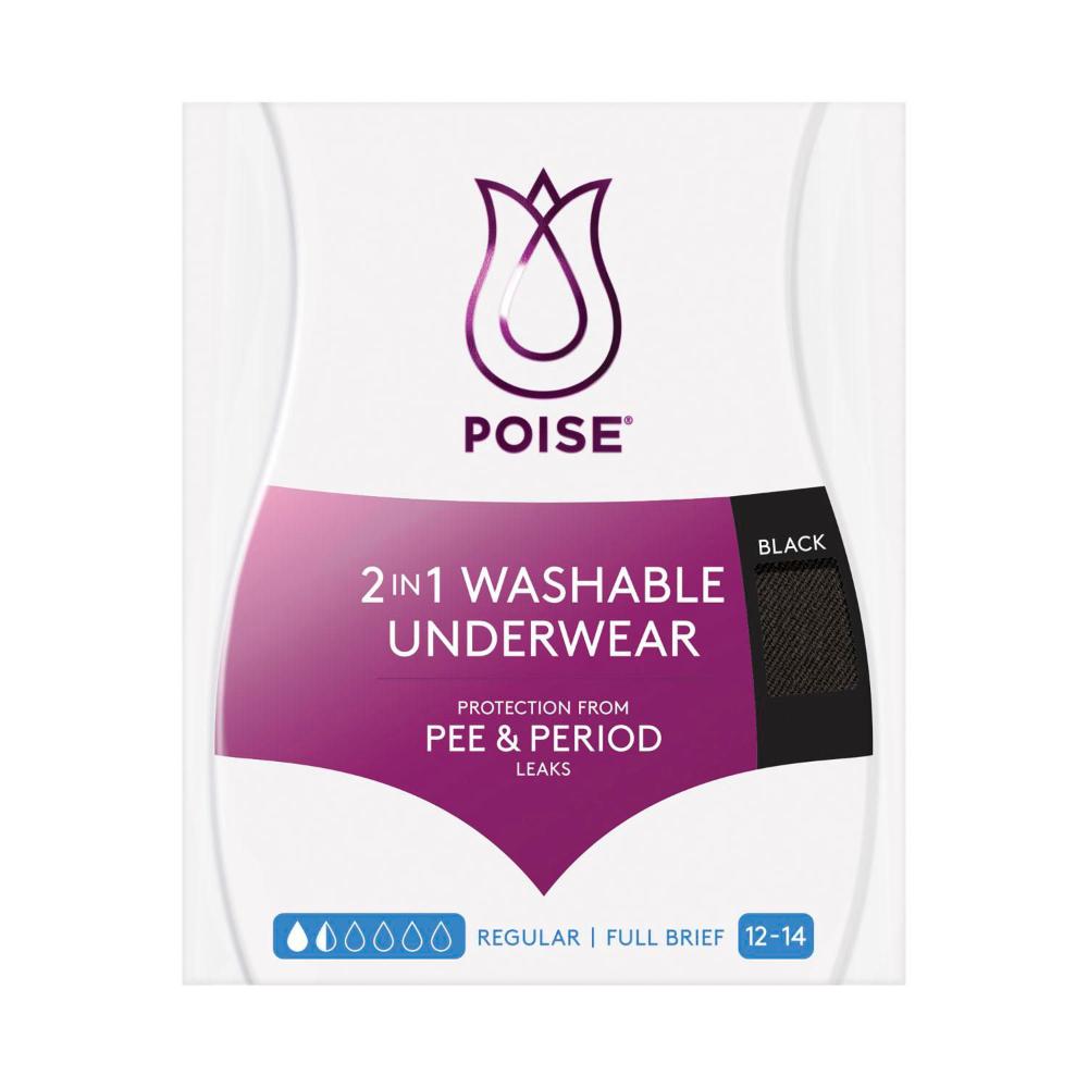 Buy Poise 2in1 Period & Incontinence Underwear Black Size 1214 1
