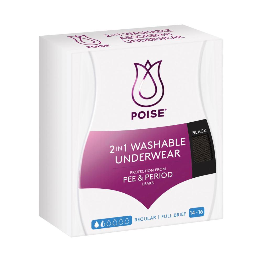 Buy Poise 2in1 Period & Incontinence Underwear Black Size 1416 1