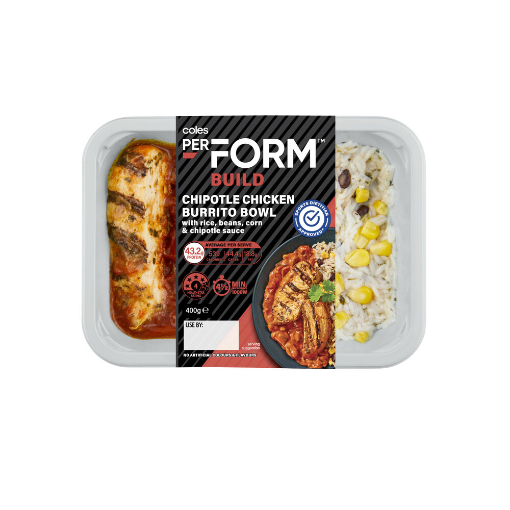 Buy Coles Perform Build Chipotle Chicken Burrito Bowl 400g Coles