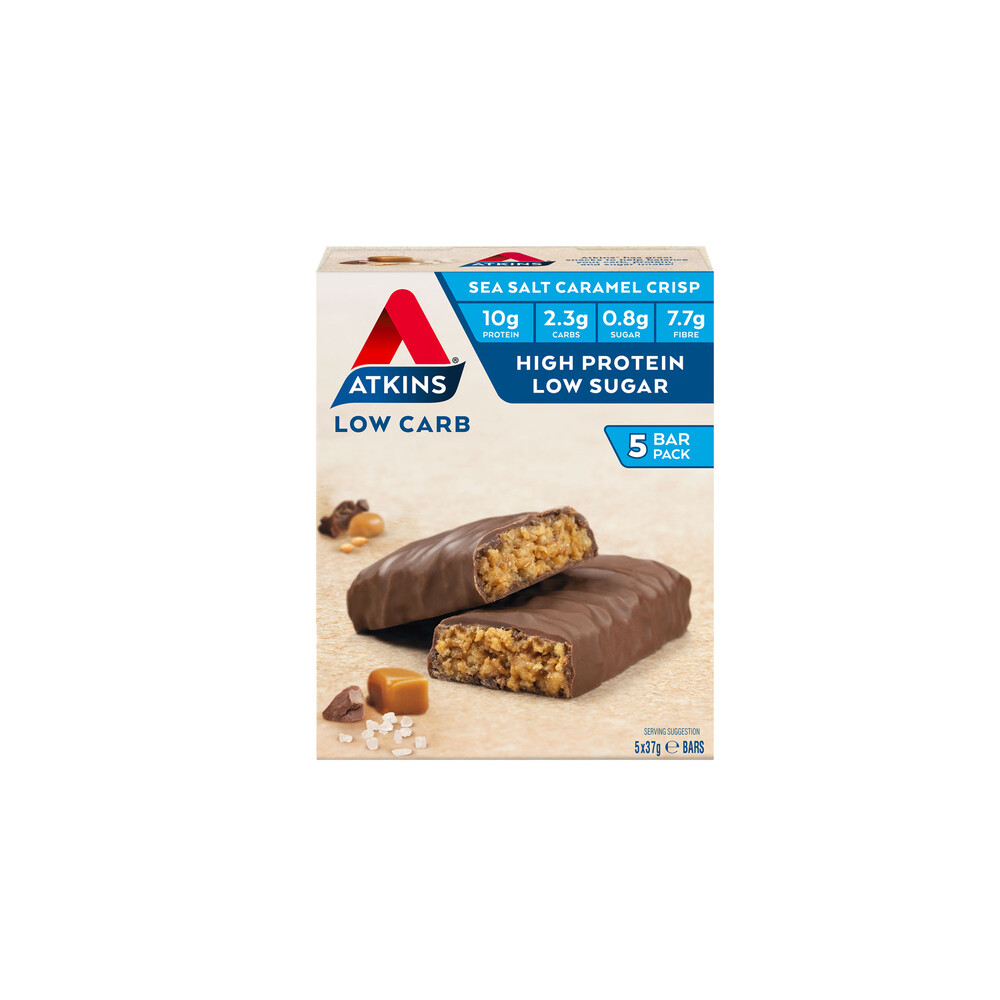 Buy Atkins Low Carb Sea Salt Caramel Crisp Bars 5 Pack 185g Coles