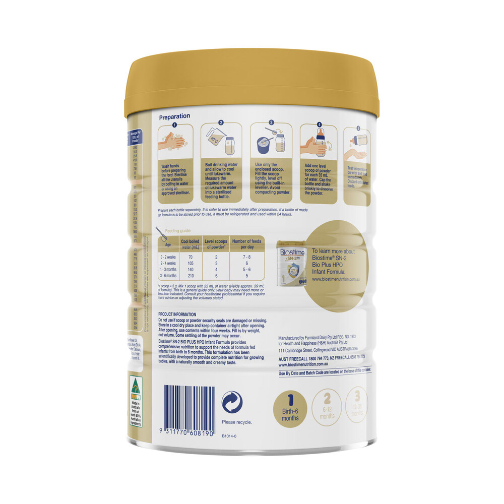 Biostime Sn-2 Bio Plus Hpo Infant Formula 0-6 Months 800g