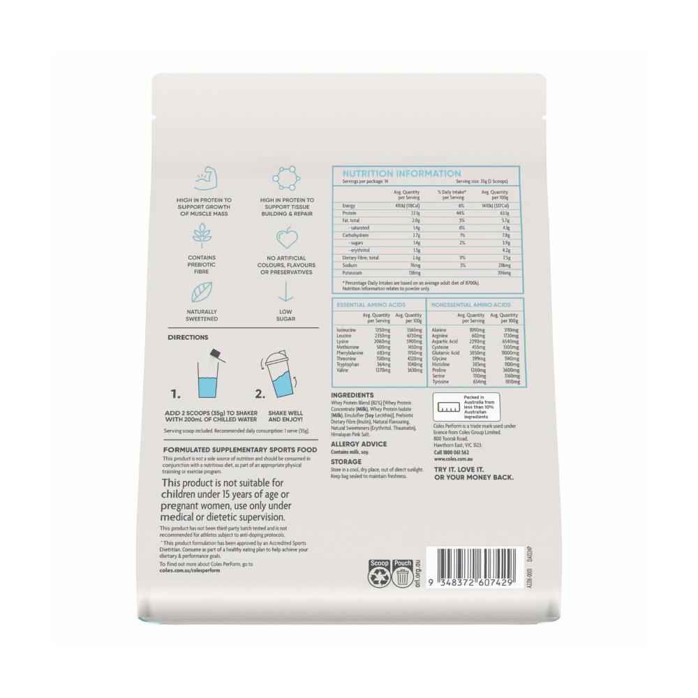 Buy Coles Perform Whey Protein Powder Vanilla 500g Coles