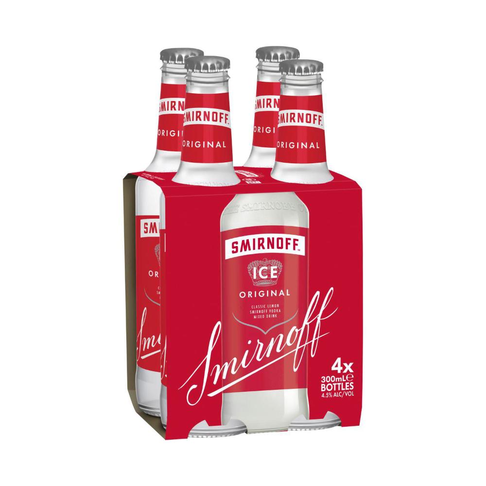 Buy Smirnoff Ice Red Bottles 300mL 4 Pack Coles