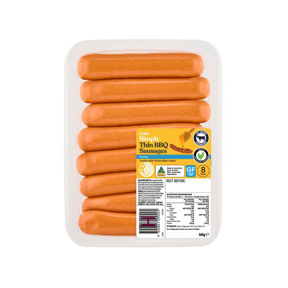 Buy Coles Simply Honey BBQ Sausage 560g Coles