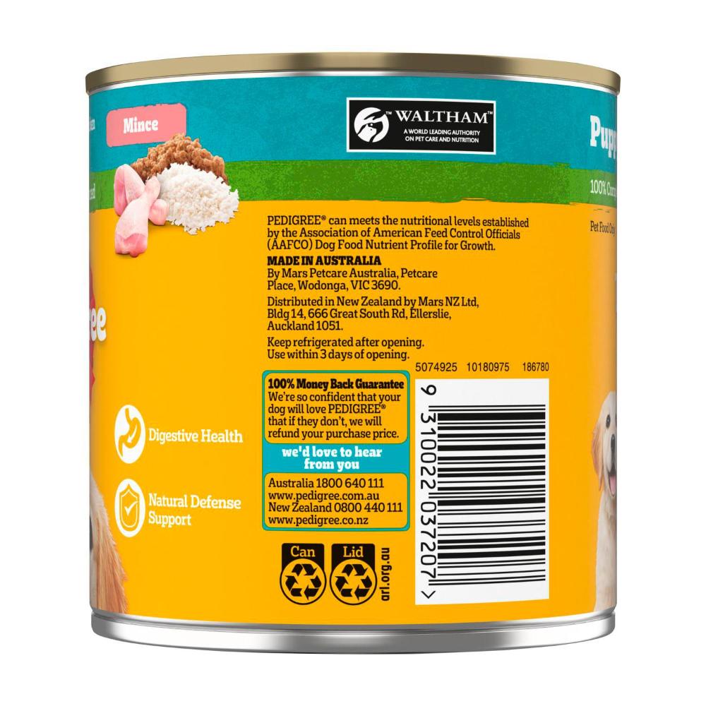 Buy Pedigree Puppy Wet Dog Food With Chicken & Rice Mince Can 700g | Coles