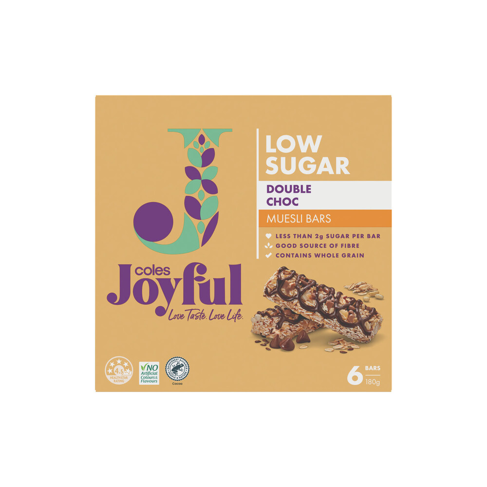 Buy Coles Joyful Muesli Bar Double Chocolate 6 Pack 180g Coles