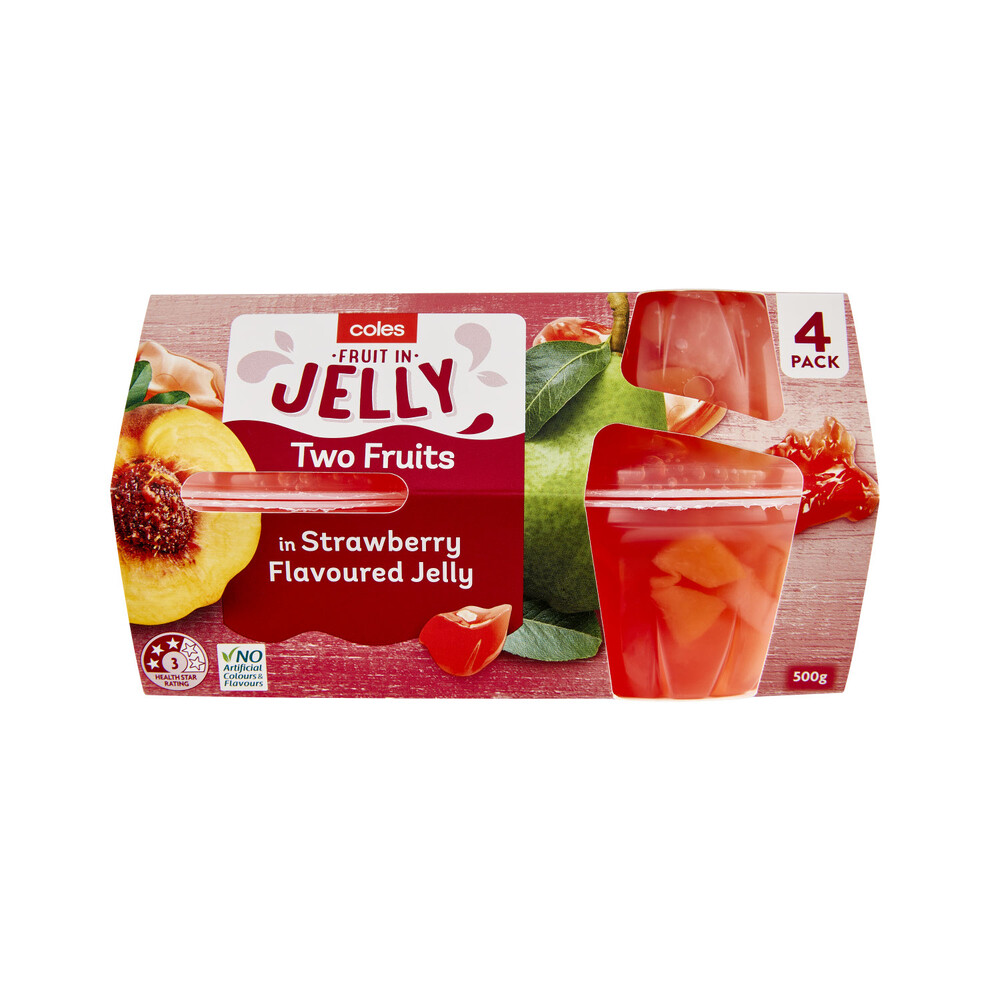 Buy Coles Two Fruits In Strawberry Jelly 4 Pack 500g Coles