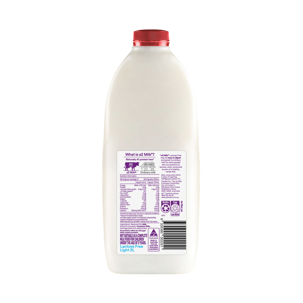 A2 Lactose Free Light Milk | 2L