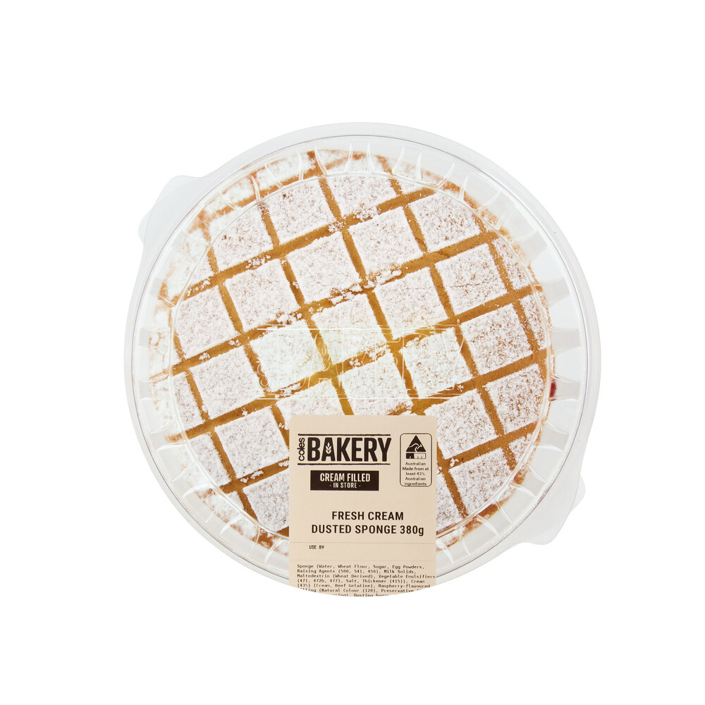 Coles Bakery Traditional Cream Filled Dusted Sponge | 380g