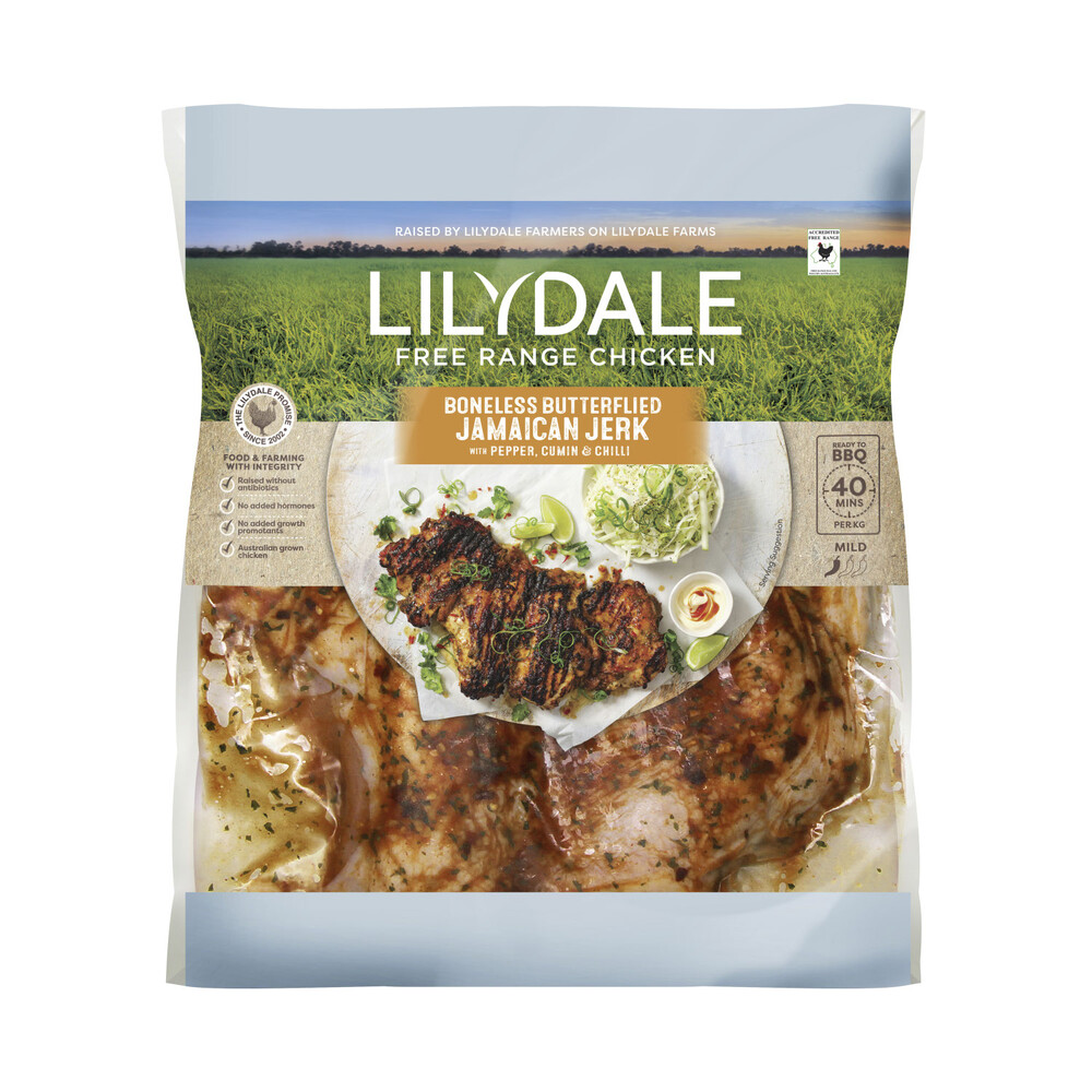 Buy Lilydale Butterflied Boneless Chicken Jamacian Jerk approx. 1.35kg Coles