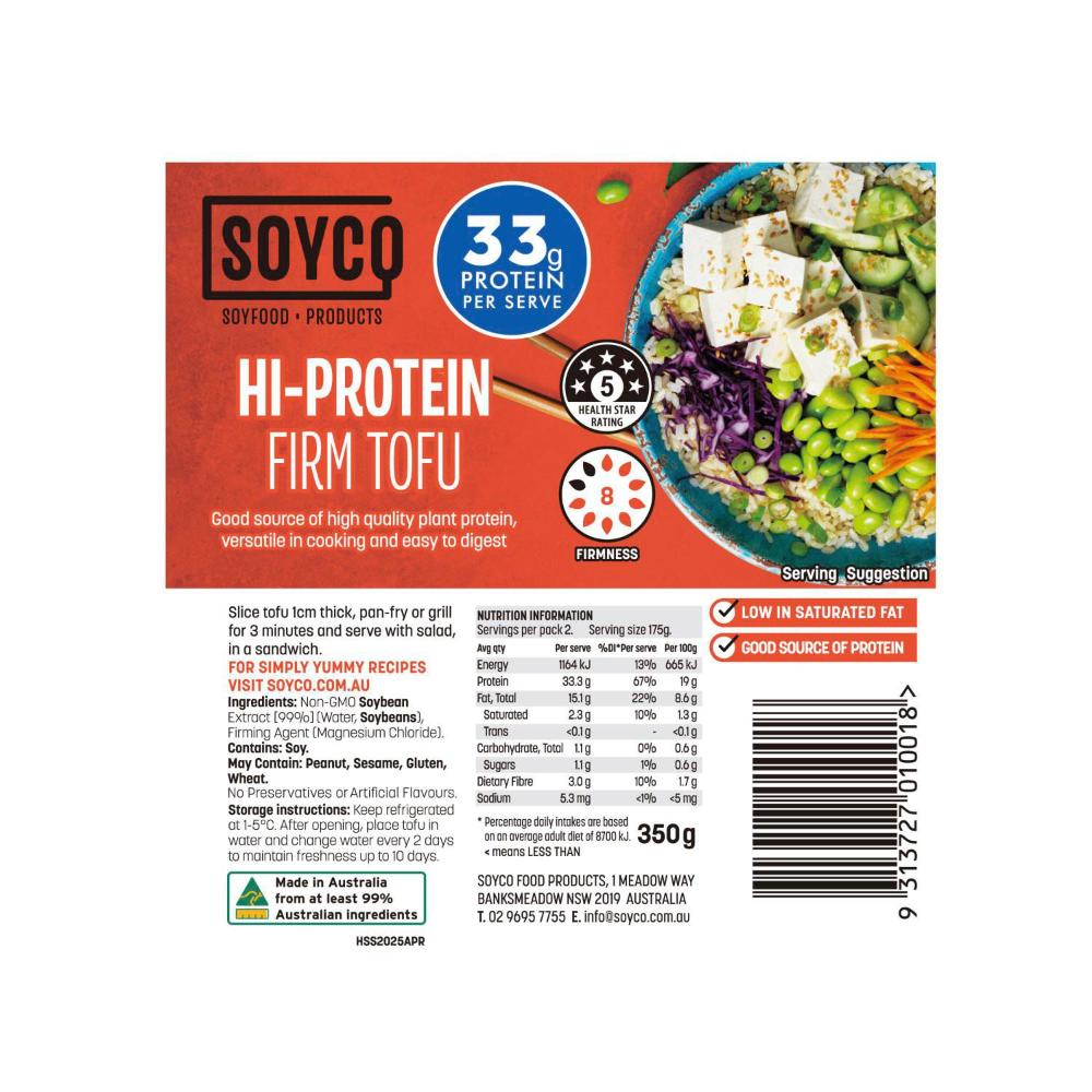 Buy Soyco Tofu HiProtein Firm Block 350g Coles