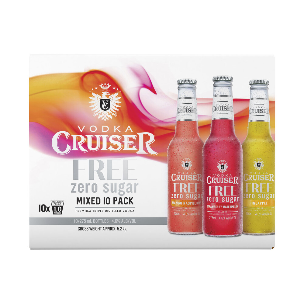 Buy Vodka Cruiser Sugar Free Mixed Bottle 275mL 10 Pack Coles