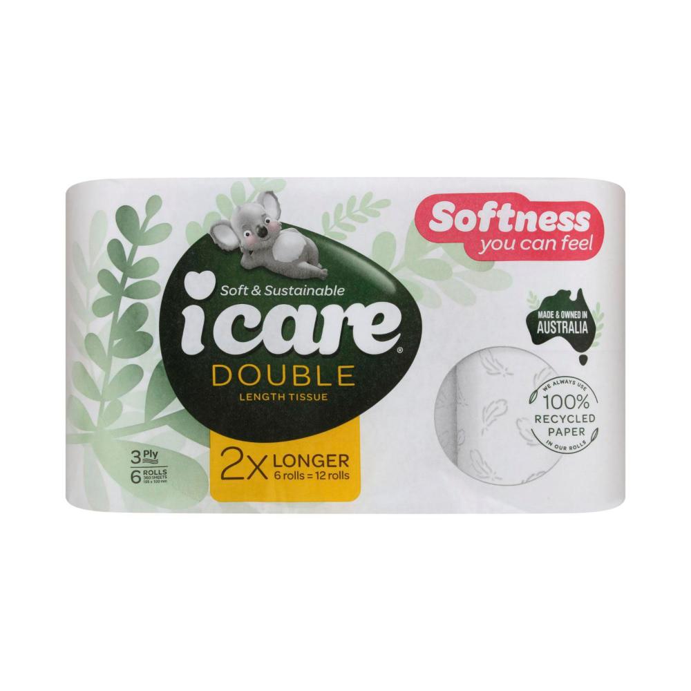 Buy Icare Recycled Toilet Tissue Double Length 6 pack Coles