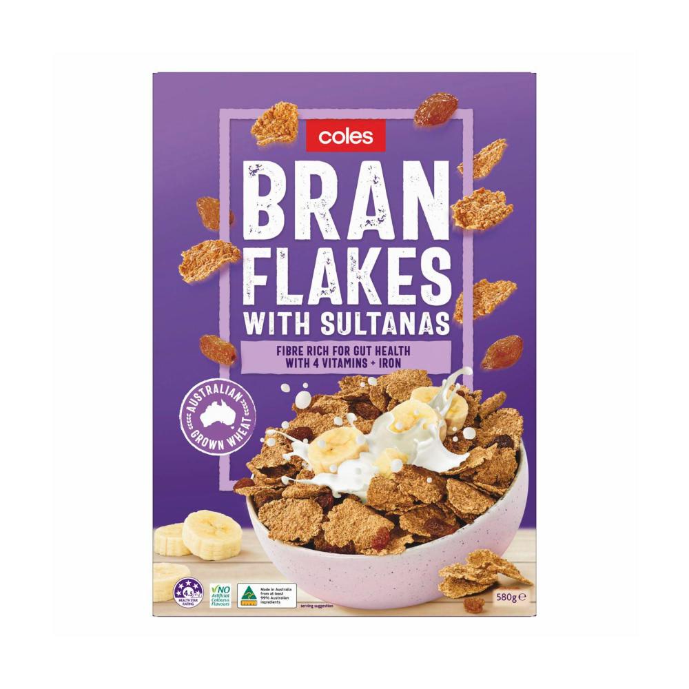 Buy Coles Bran Flakes With Sultanas 580g Coles