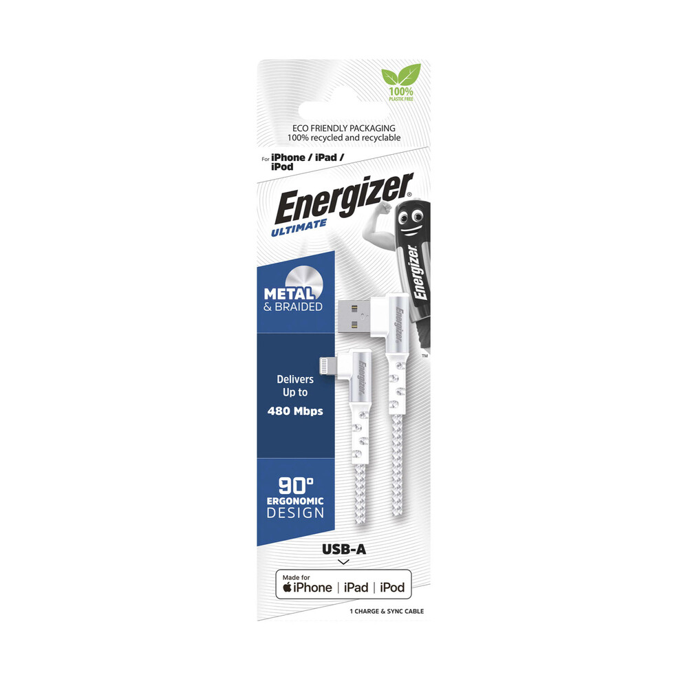 Buy Energizer Angled Cable Lightning To USB 2m 2 metre Coles