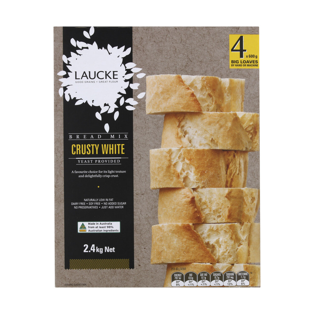 Buy Laucke White Crusty Flour Bread Mix 2.4kg Coles
