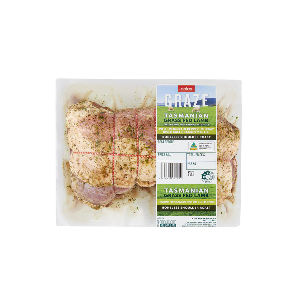 Buy Coles Graze Lamb Boneless Shoulder Roast With Mountain Pepper