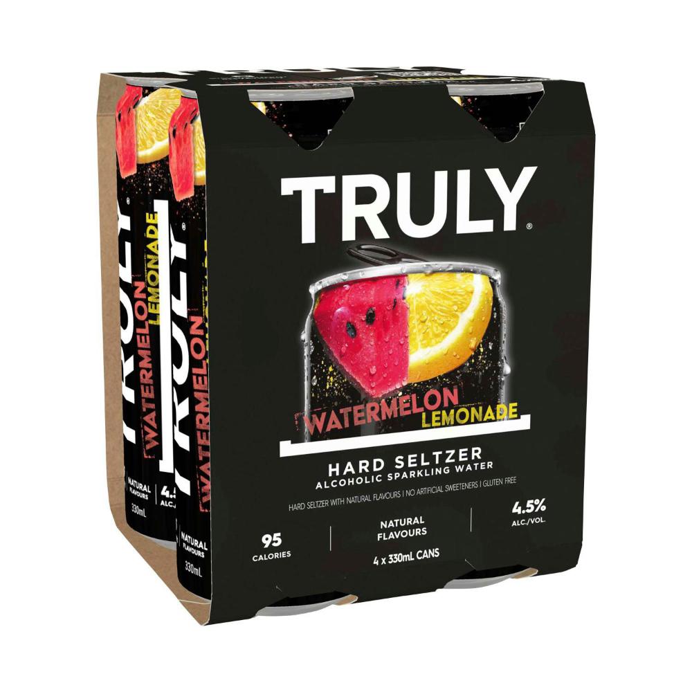 Buy Truly Hard Seltzer Watermelon Lemonade Can 330mL 4 Pack Coles