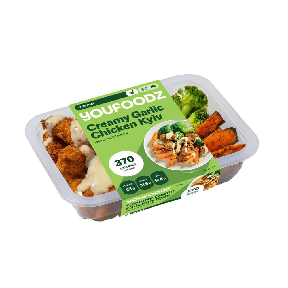 Youfoodz Creamy Garlic Chicken Kyiv With Chips & Broccoli | 312g