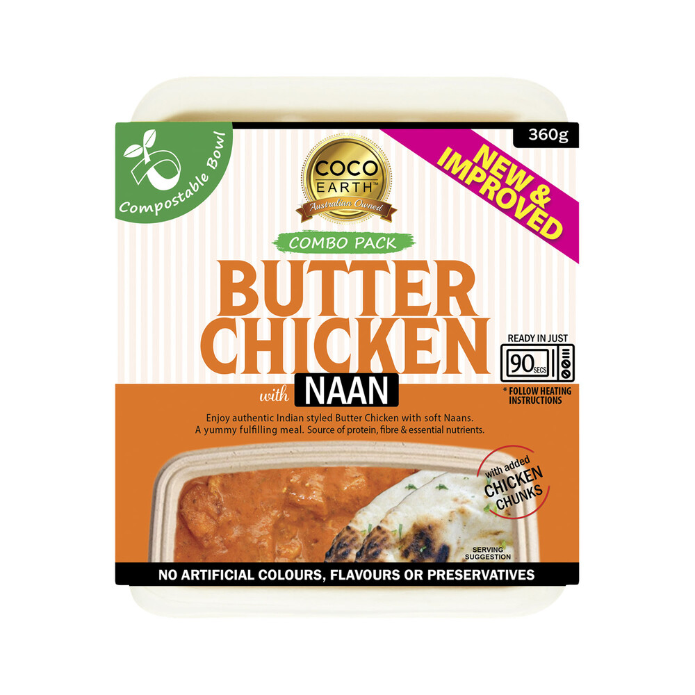 Buy Coco Earth Butter Chicken With Naan 360g Coles