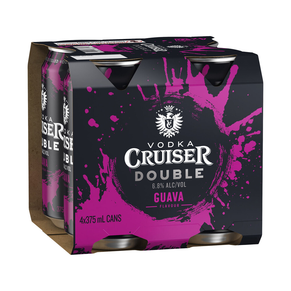 Vodka Cruiser Double Guava 6.8% Can 375ml 4 Pack