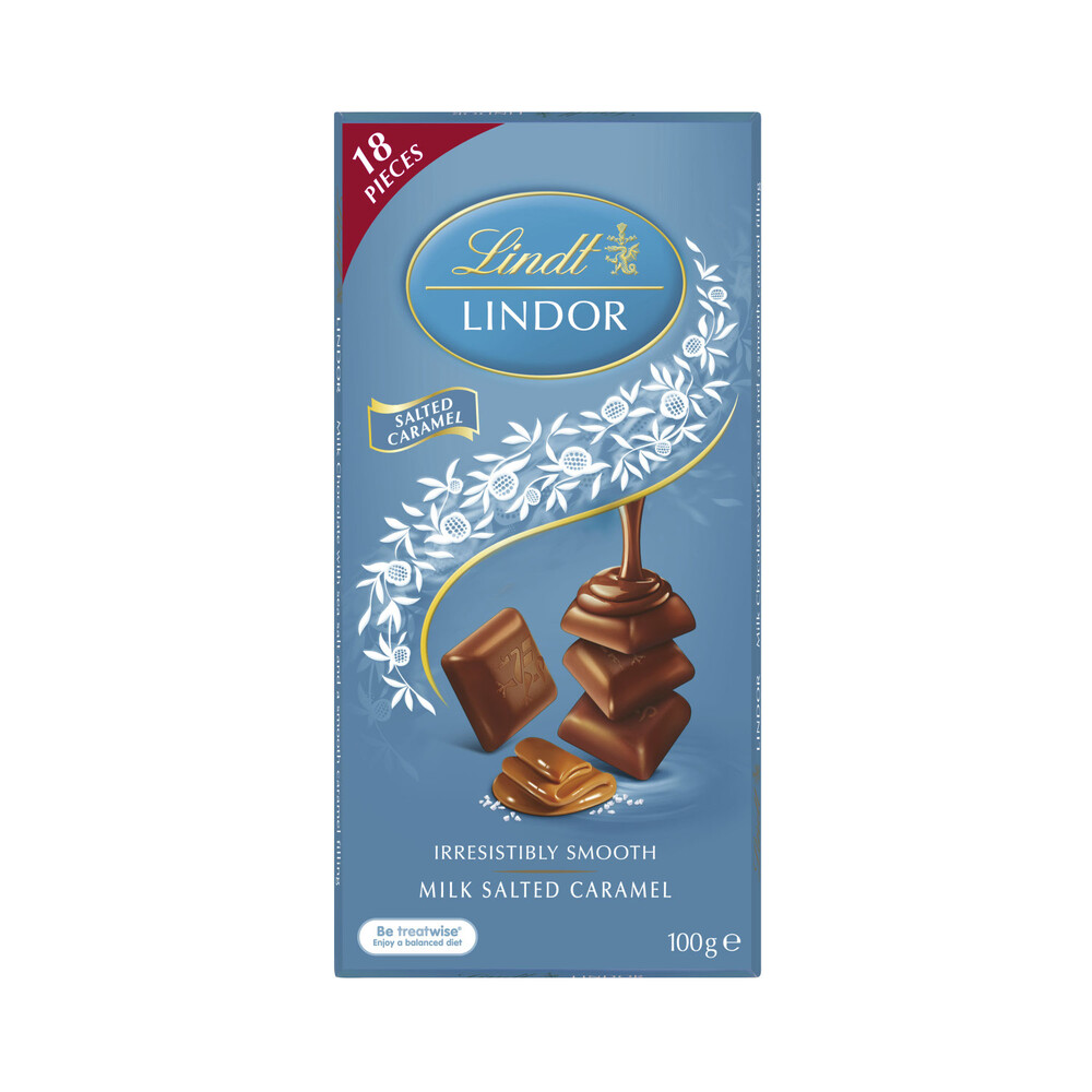 Buy Lindt Lindor Milk Salted Caramel Chocolate Block 100g Coles