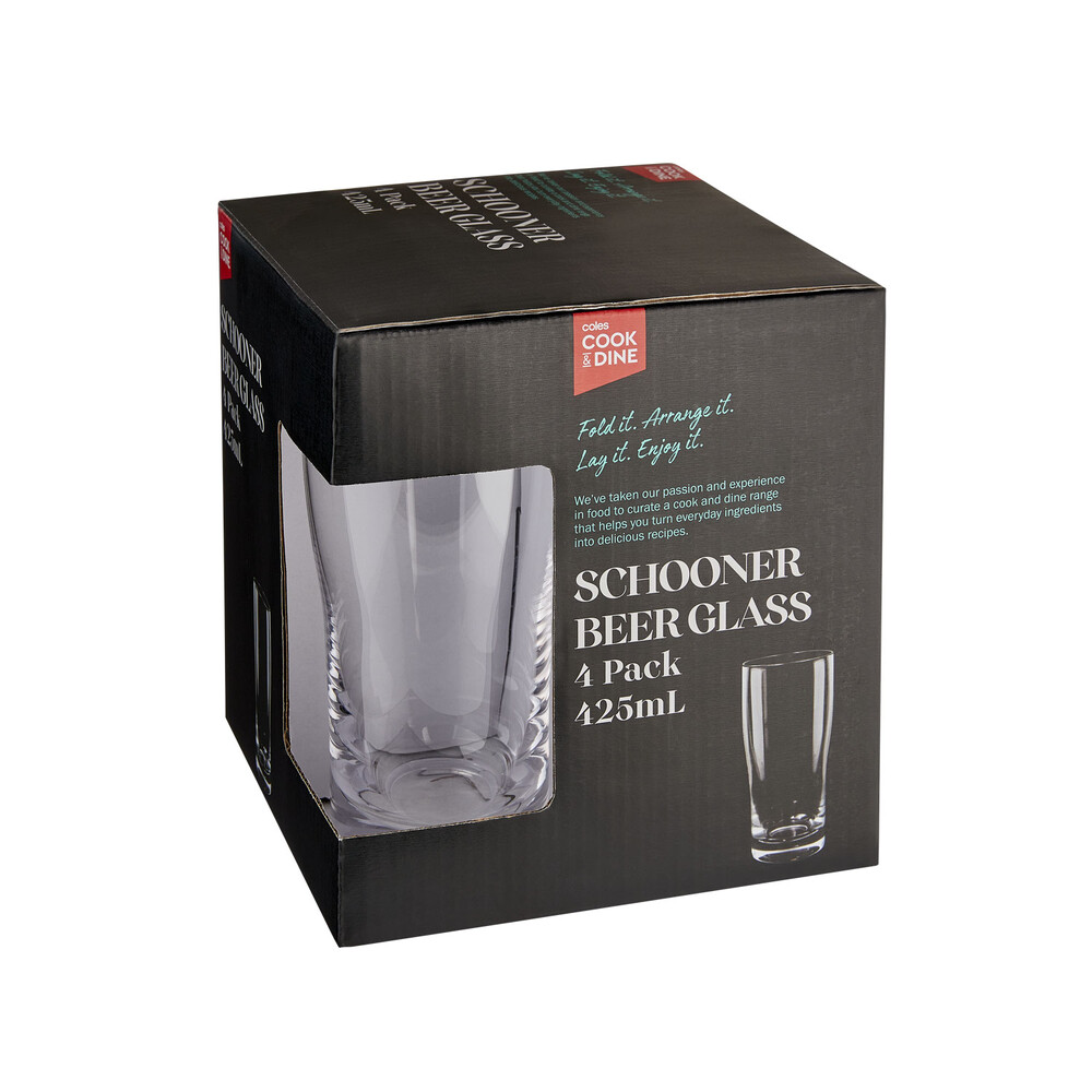 Buy Cook & Dine Schooner Beer Glass 425mL 4 pack Coles