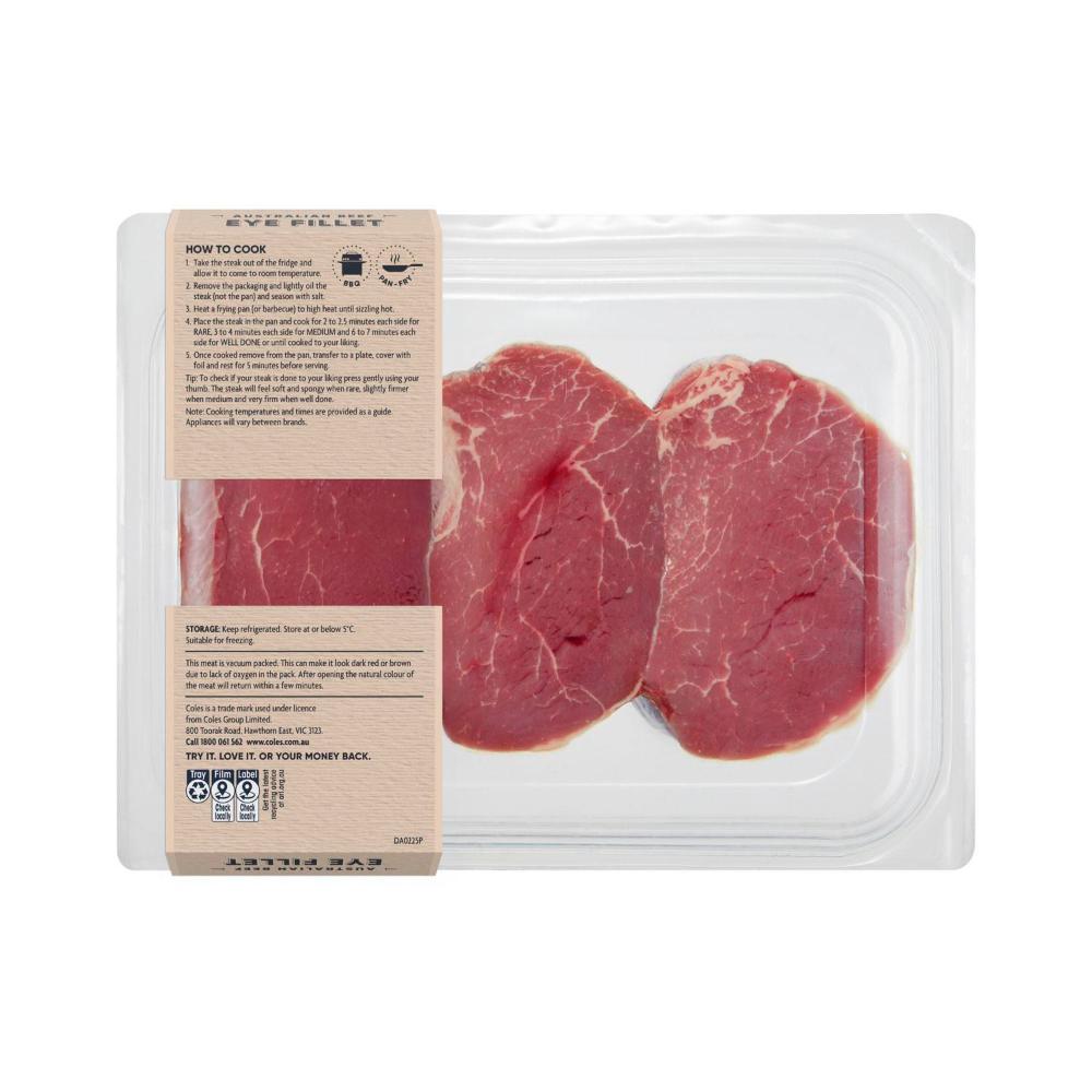 Coles Beef Eye Fillet Steak | 450g
