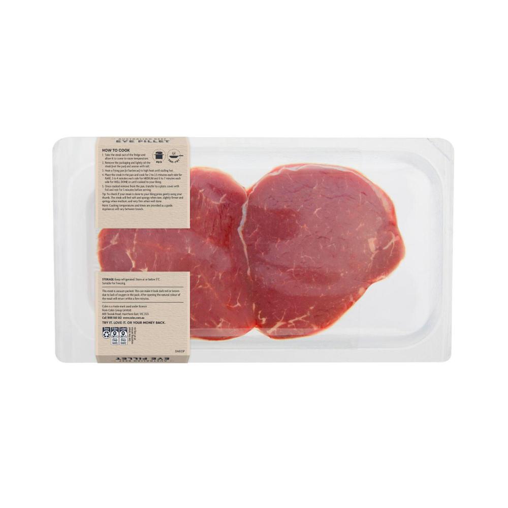 Coles Beef Eye Fillet Steak Small Pack | 300g