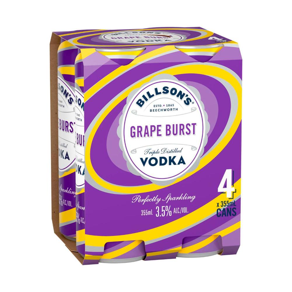 Buy Billson's Grape Bubblegum Vodka Mixed Drink Can 355mL 4 Pack Coles