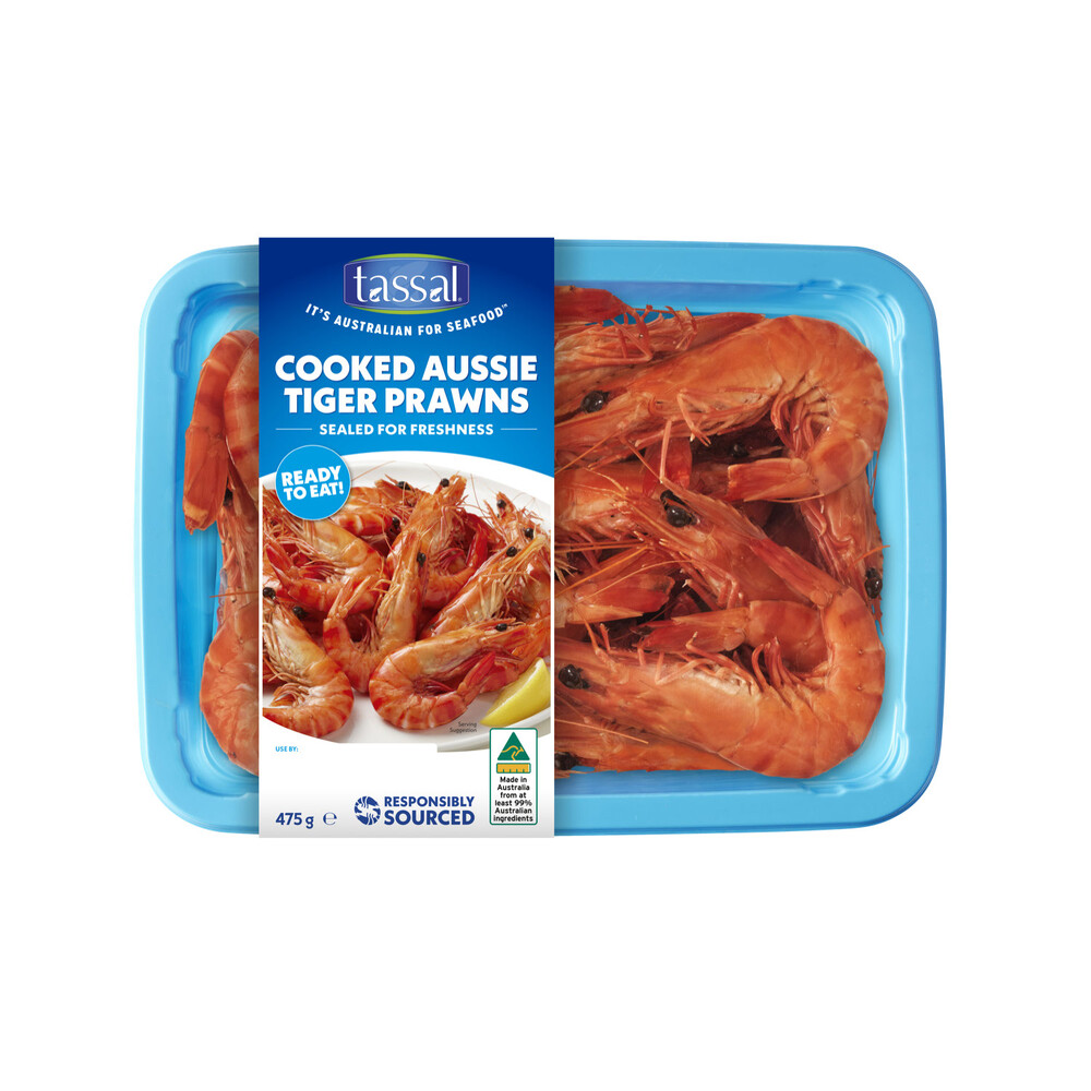 Buy Tassal Whole Cooked Tiger Prawns 475g Coles