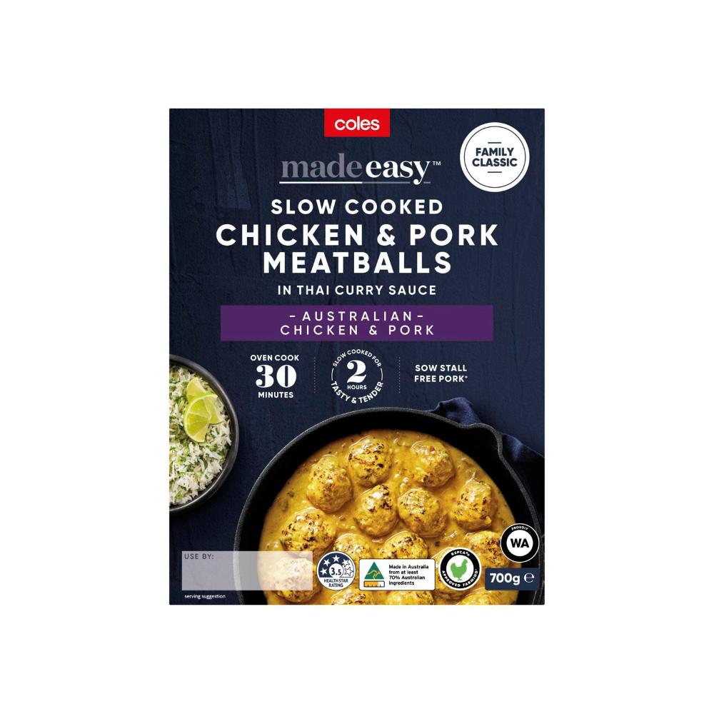 Meatballs Thai Red Curry Pork Buy Coles Made Easy Family Classics