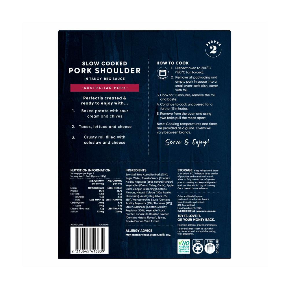 Coles Made Easy Slow Cooked Pork Shoulder | 480g