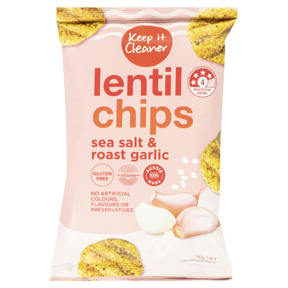 Buy Keep It Cleaner Lentil Chips Sea Salt & Roast Garlic 90g | Coles