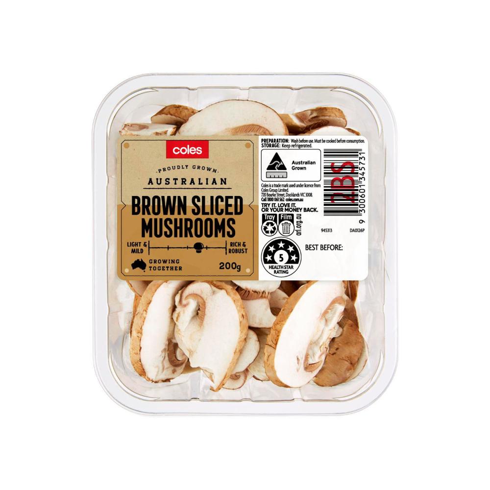 Coles Mushrooms Sliced Brown | 200g