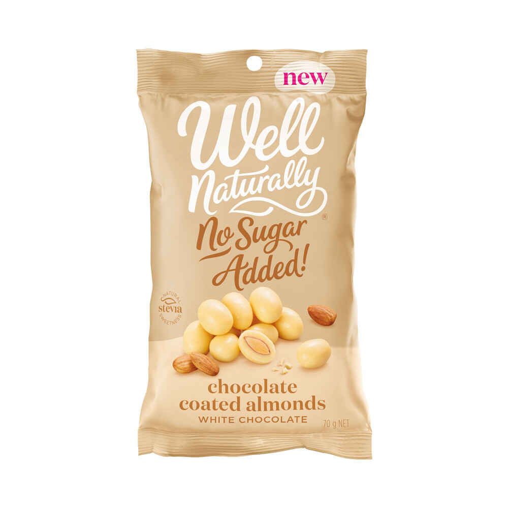 Buy Well Naturally No Sugar Added White Chocolate Almonds 70g Coles