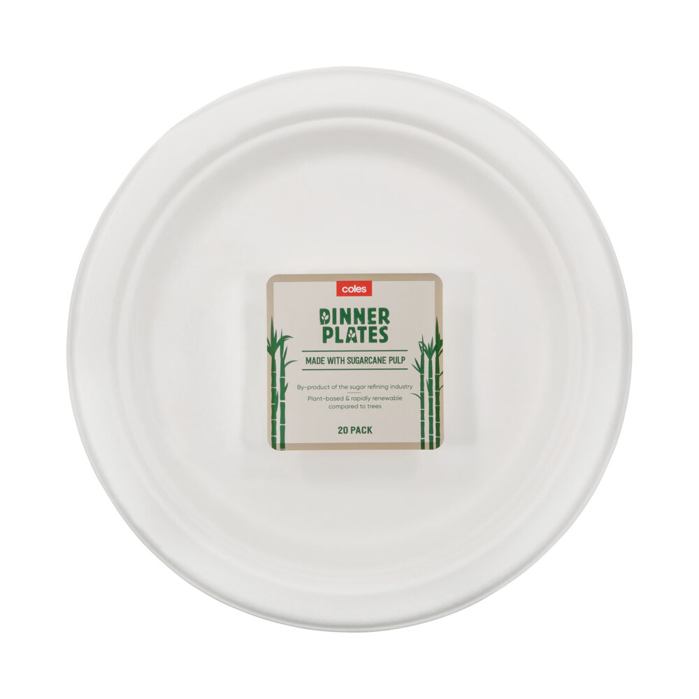 Buy Coles Sugarcane Dinner Plates 20 pack Coles