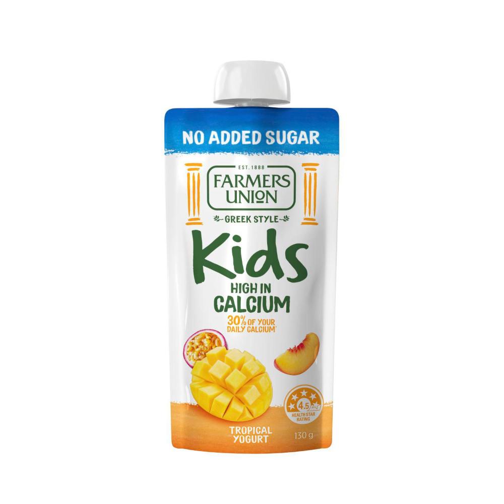 Buy Farmers Union No Added Sugar Kids Yogurt Pouch Tropical 130g - Main Image
