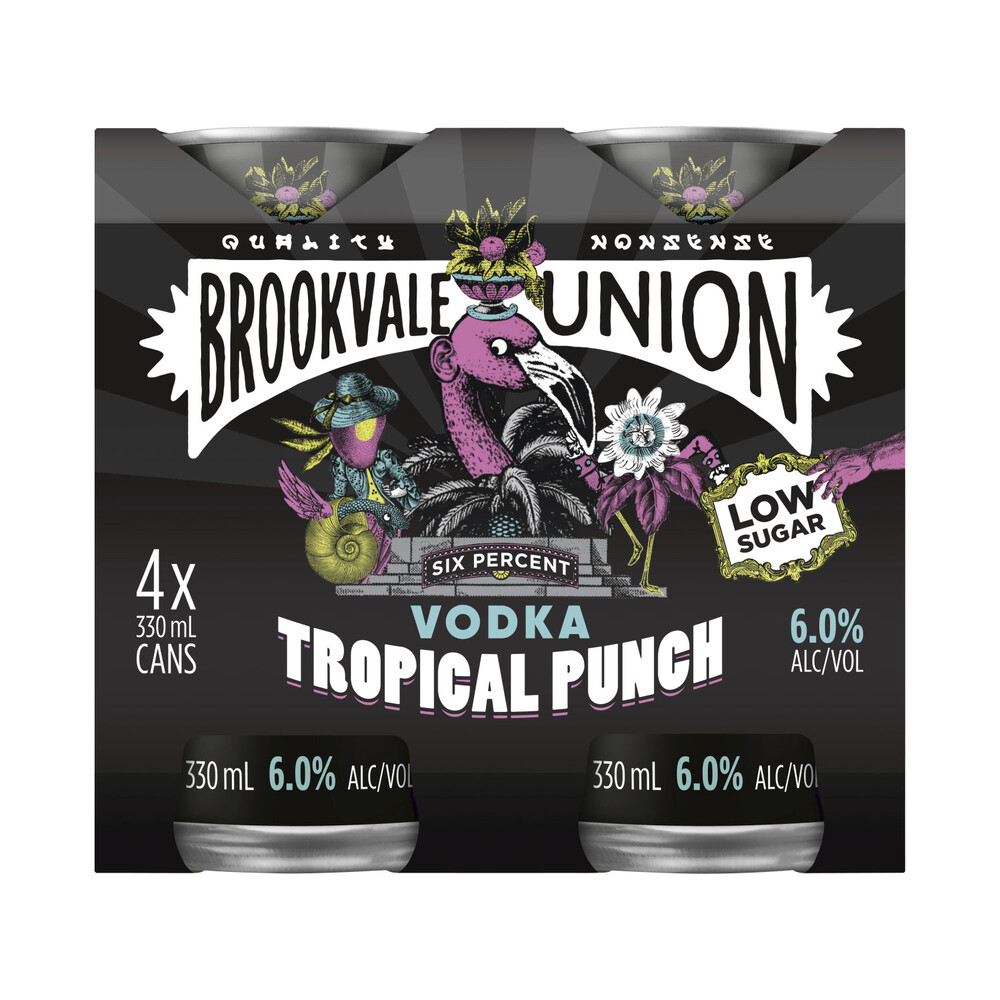 Buy Brookvale Union 6 Tropical Punch Can 330mL 4 Pack Coles