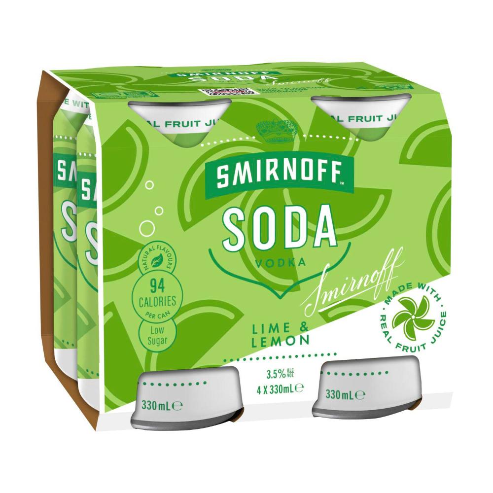 Buy Smirnoff Soda Lemon Lime Can 330mL 4 Pack Coles