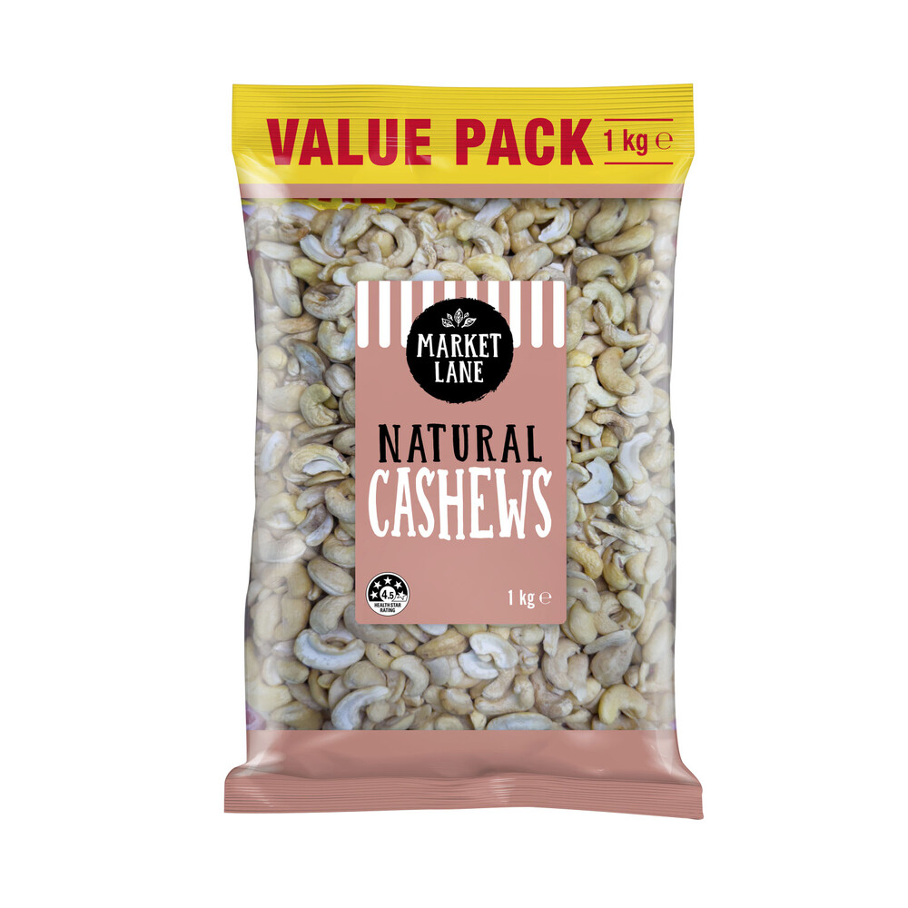 Buy Market Lane Natural Cashews 1kg Coles