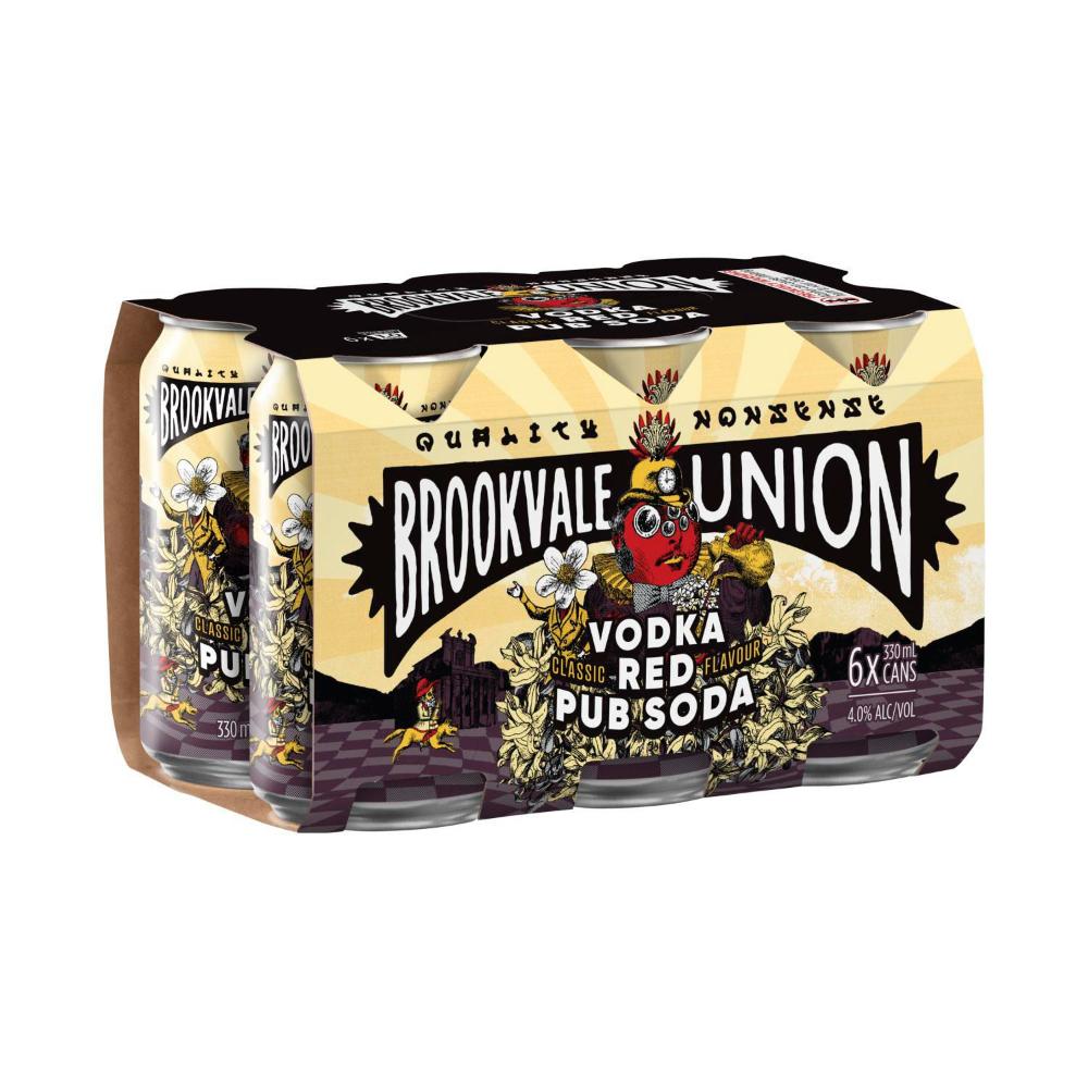 Buy Brookvale Union Vodka Red Pub Soda Can 330mL 6 Pack Coles