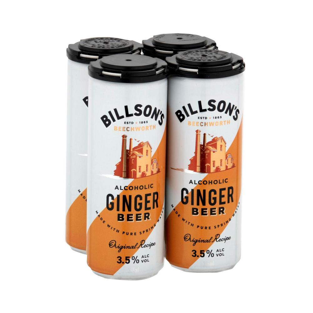 Buy Billson's Ginger Beer Can 355mL 4 Pack Coles