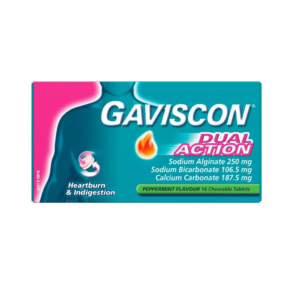 Buy Gaviscon Dual Action Chewable Tablets Heartburn & Indigestion