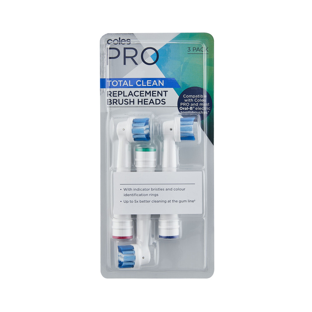 Buy Coles Pro Total Clean Replacement Brush Heads 3 pack Coles