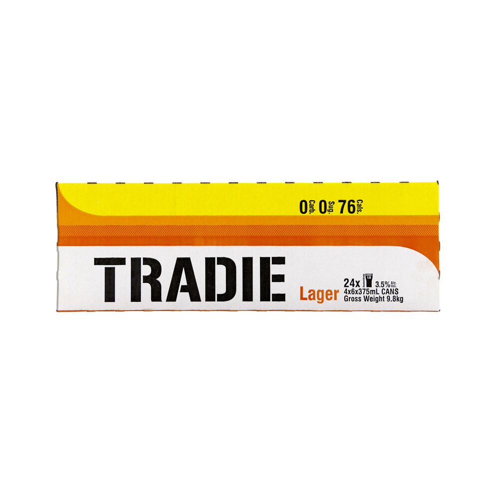 Buy Tradie Zero Carb Lager Can 375mL 24 Pack Coles