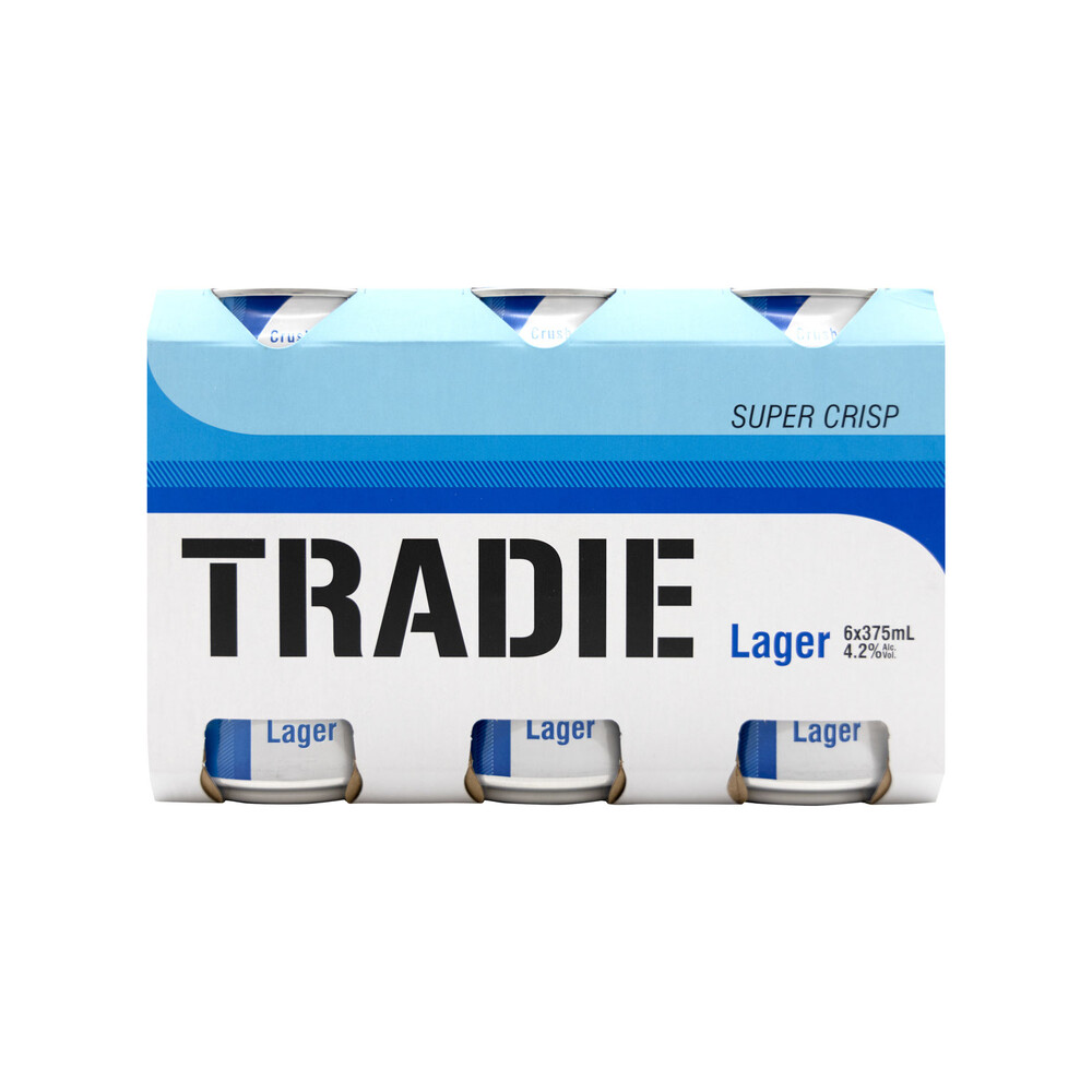 Buy Tradie Lager Can 375mL 6 Pack Coles
