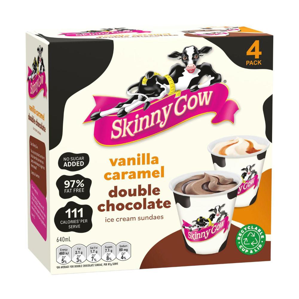 Peters Skinny Cow Vanilla Caramel/Double Choc Ice Cream Variety 4 Pack | 640mL