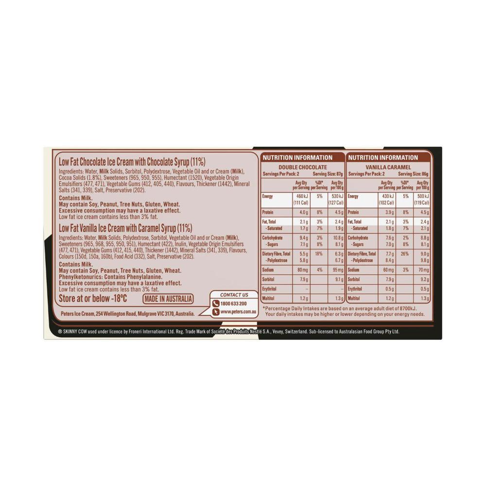 Peters Skinny Cow Vanilla Caramel/Double Choc Ice Cream Variety 4 Pack | 640mL