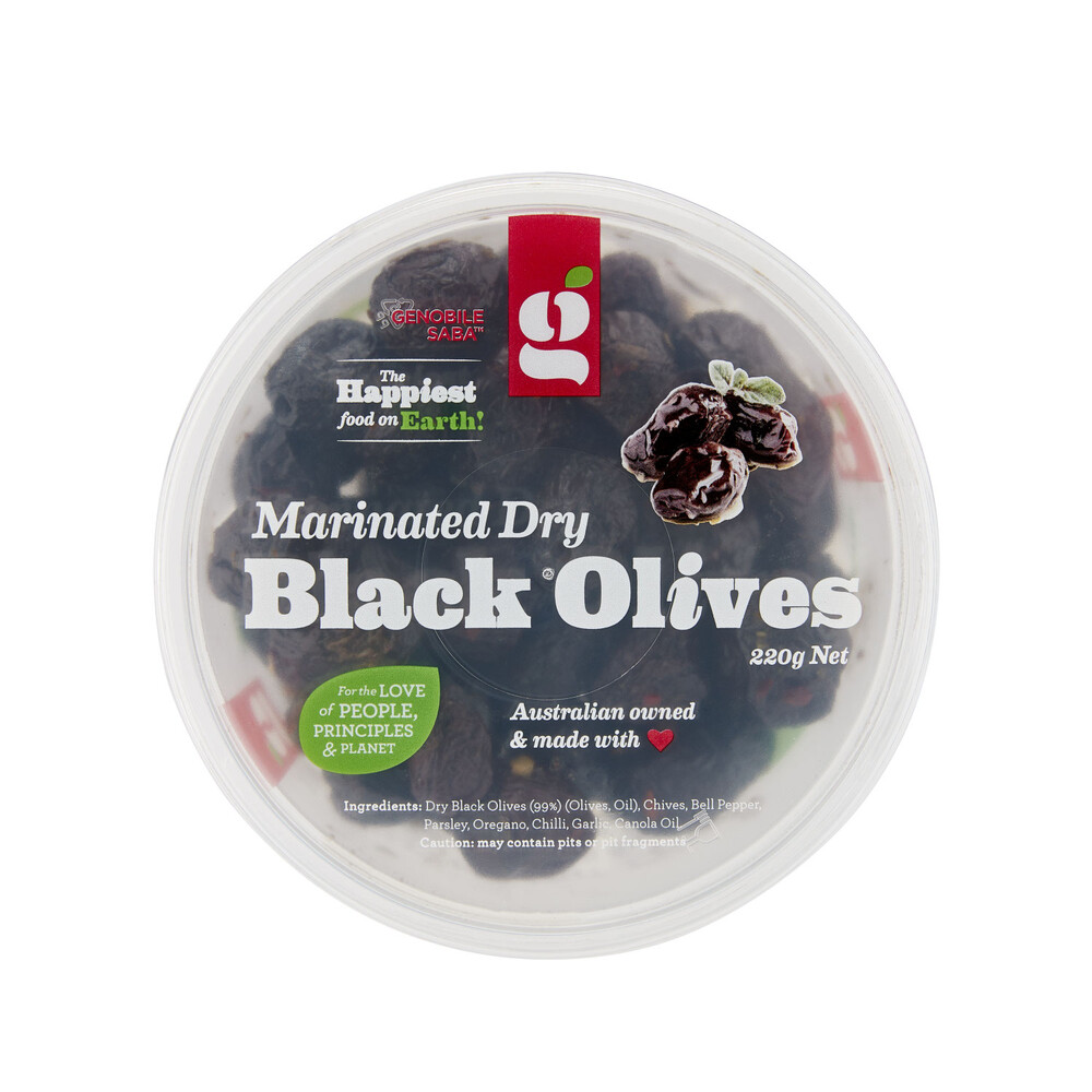 Buy GS Large Black Dry Marinated Olives 220g Coles